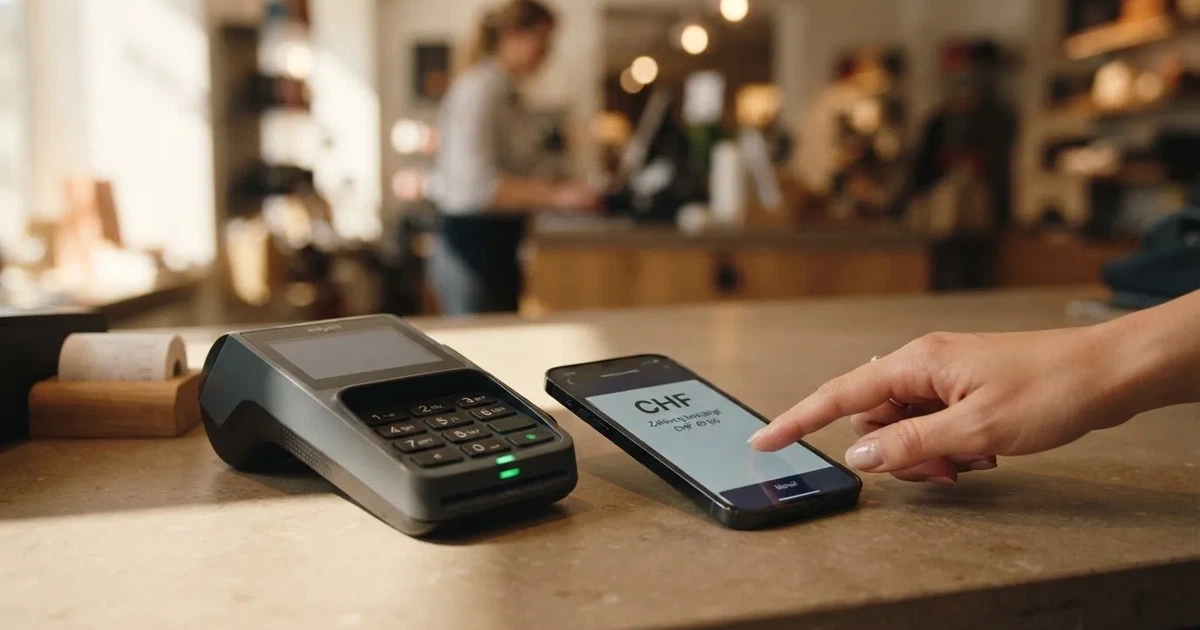 Kartenterminal und Smartphone mit einer ausstehenden Zahlungsbenachrichtigung — 40 franken bonus ohne einzahlung casino