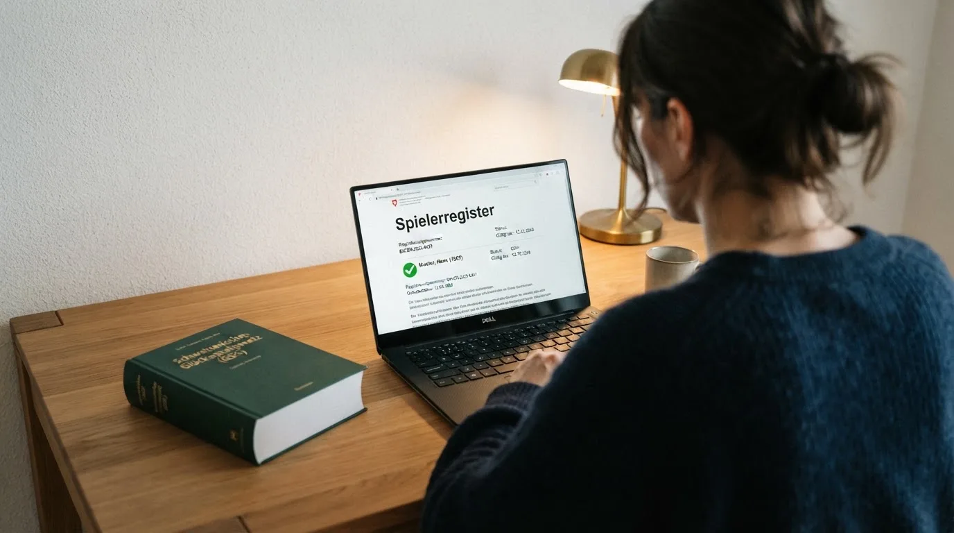 Amtliches Schreiben mit Stempel auf einem Schreibtisch neben einem Gesetzbuch — aviator online casino