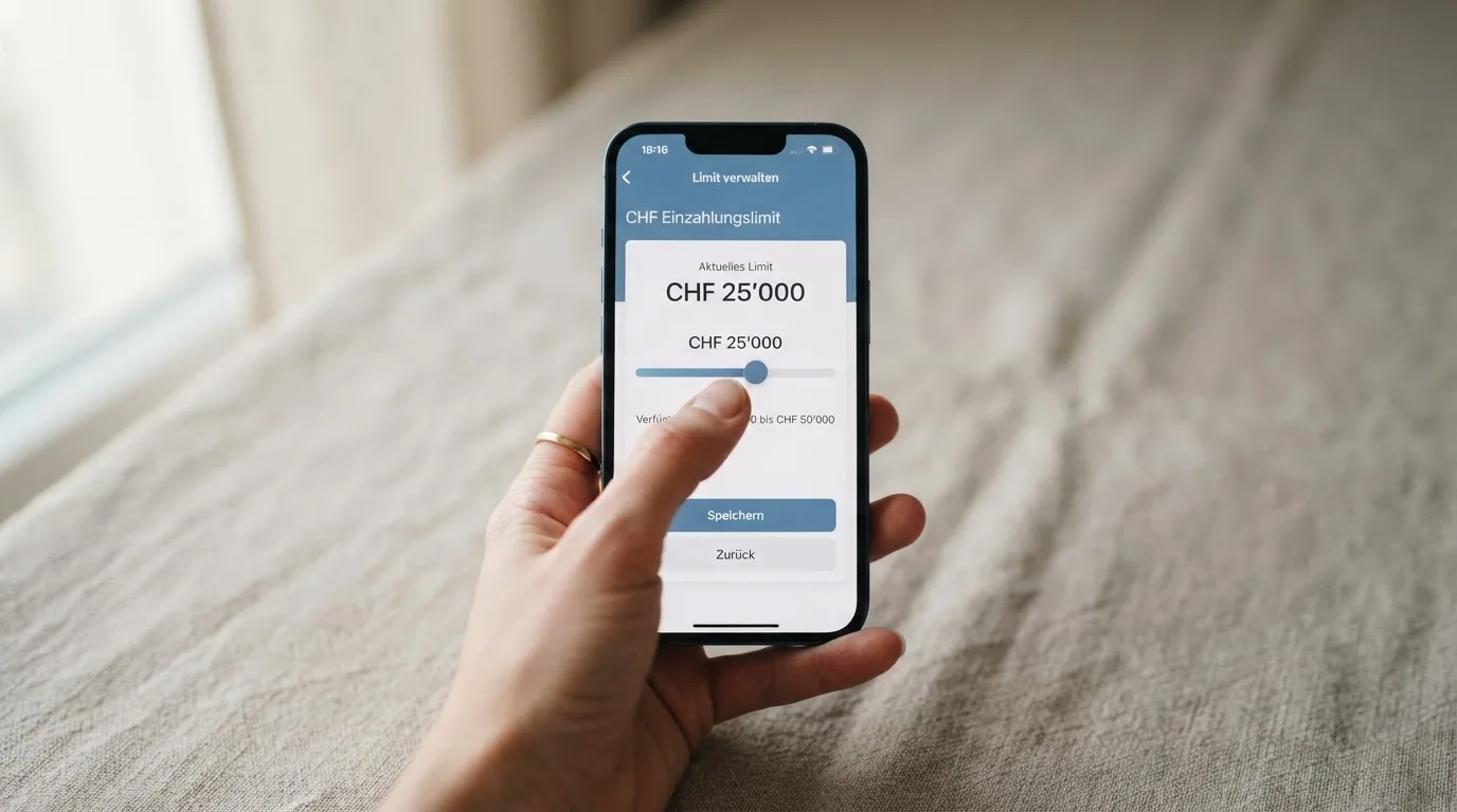 Hand hält ein Smartphone mit einem Formular zur Einzahlungsgrenze, ruhige Stimmung — freie 90 tage qualifikationszeitraum casino