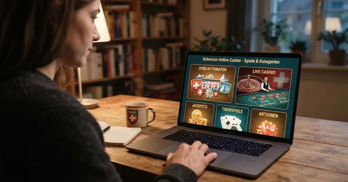Person am Laptop liest eine Übersichtsseite zu Geldspielen im Internet — freie 90 tage qualifikationszeitraum casino