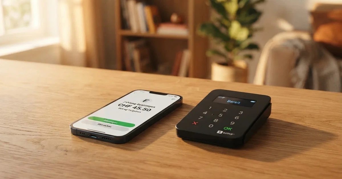 Kartenterminal und Smartphone mit einer ausstehenden Zahlungsbenachrichtigung — handy casino echtgeld bonus ohne einzahlung